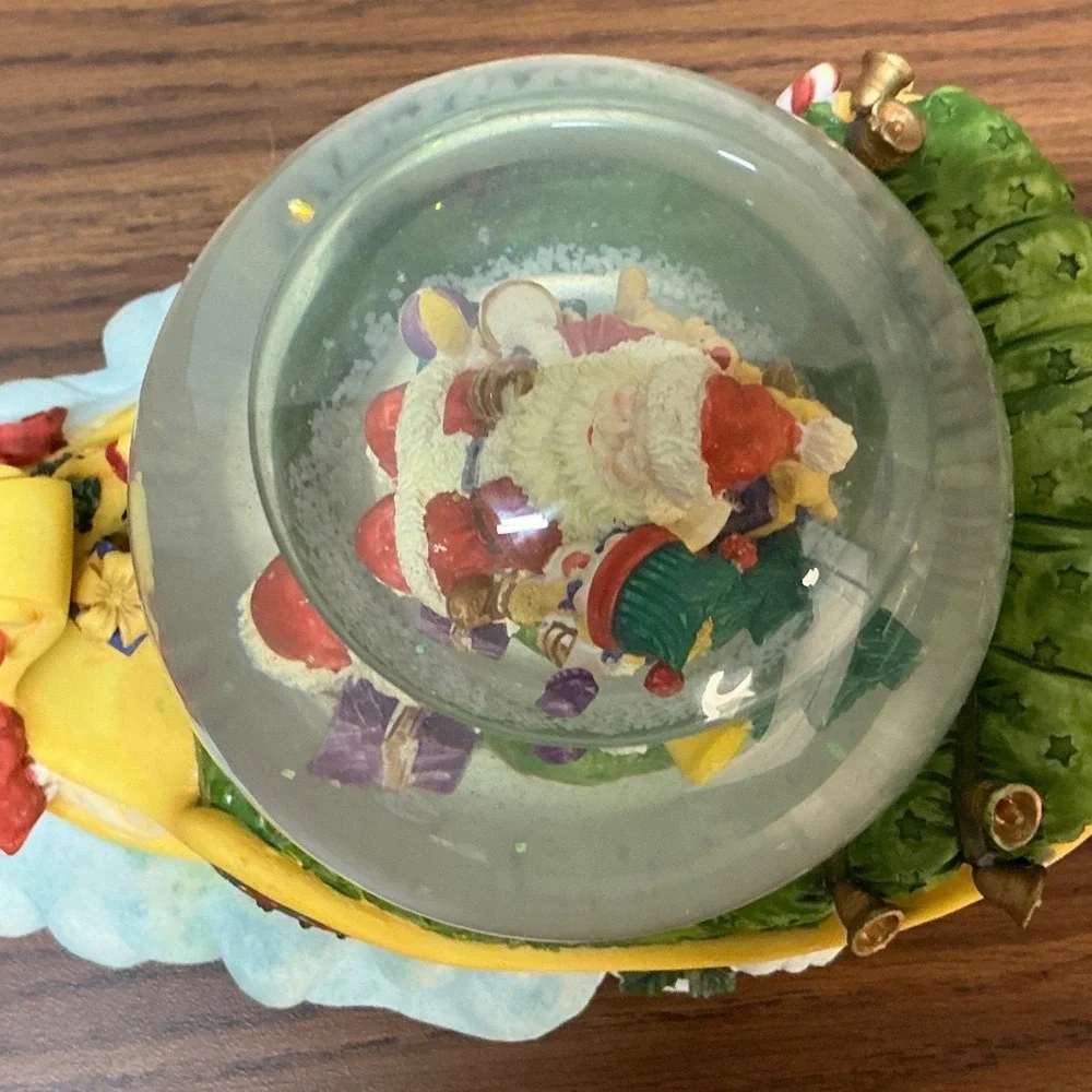 The Trimmerry Vintage Santa Sleigh Water Globe Hand Painted Christmas Decor
